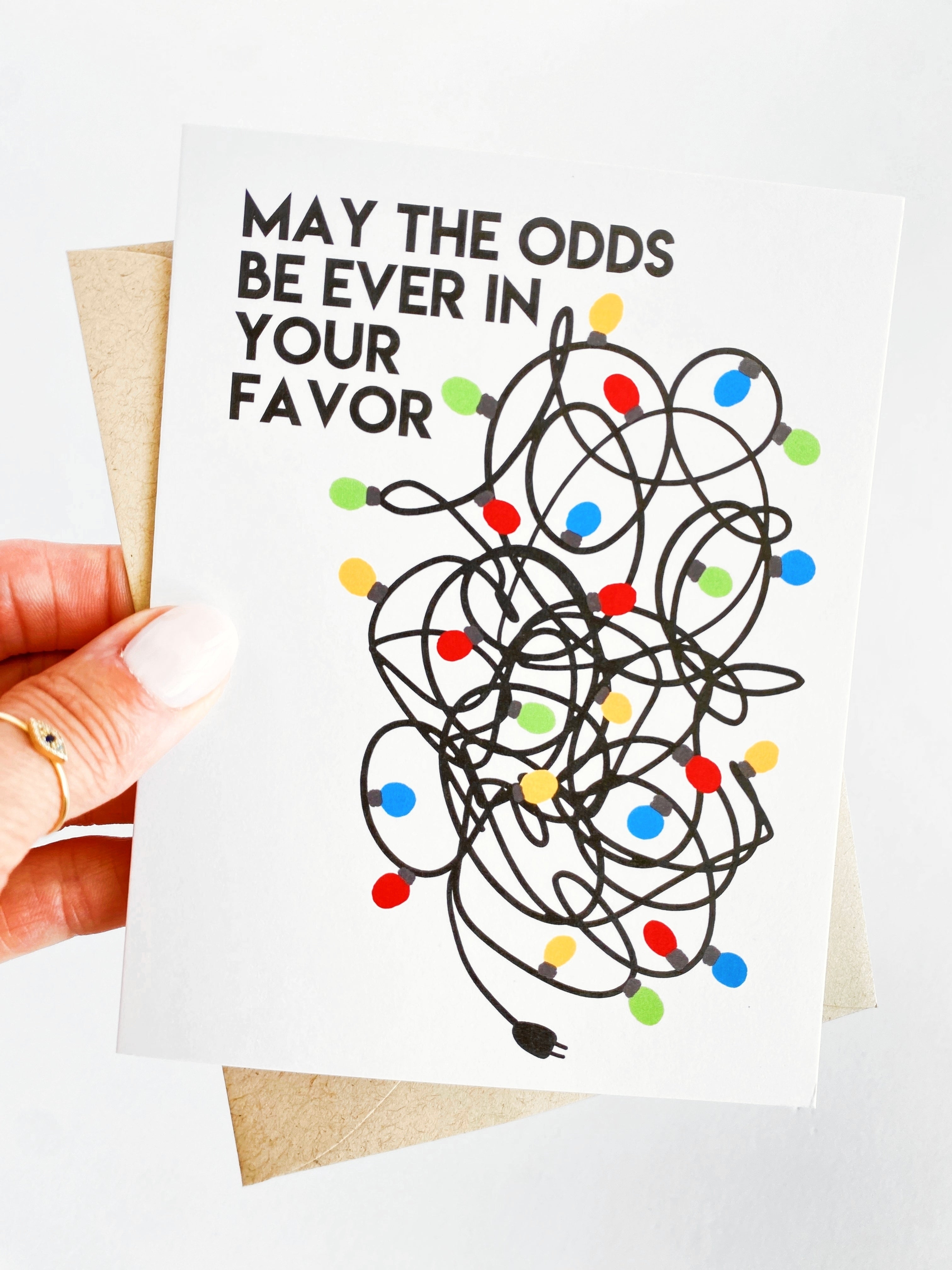 Tangled Lights May the Odds Be in Your Favor Christmas Card