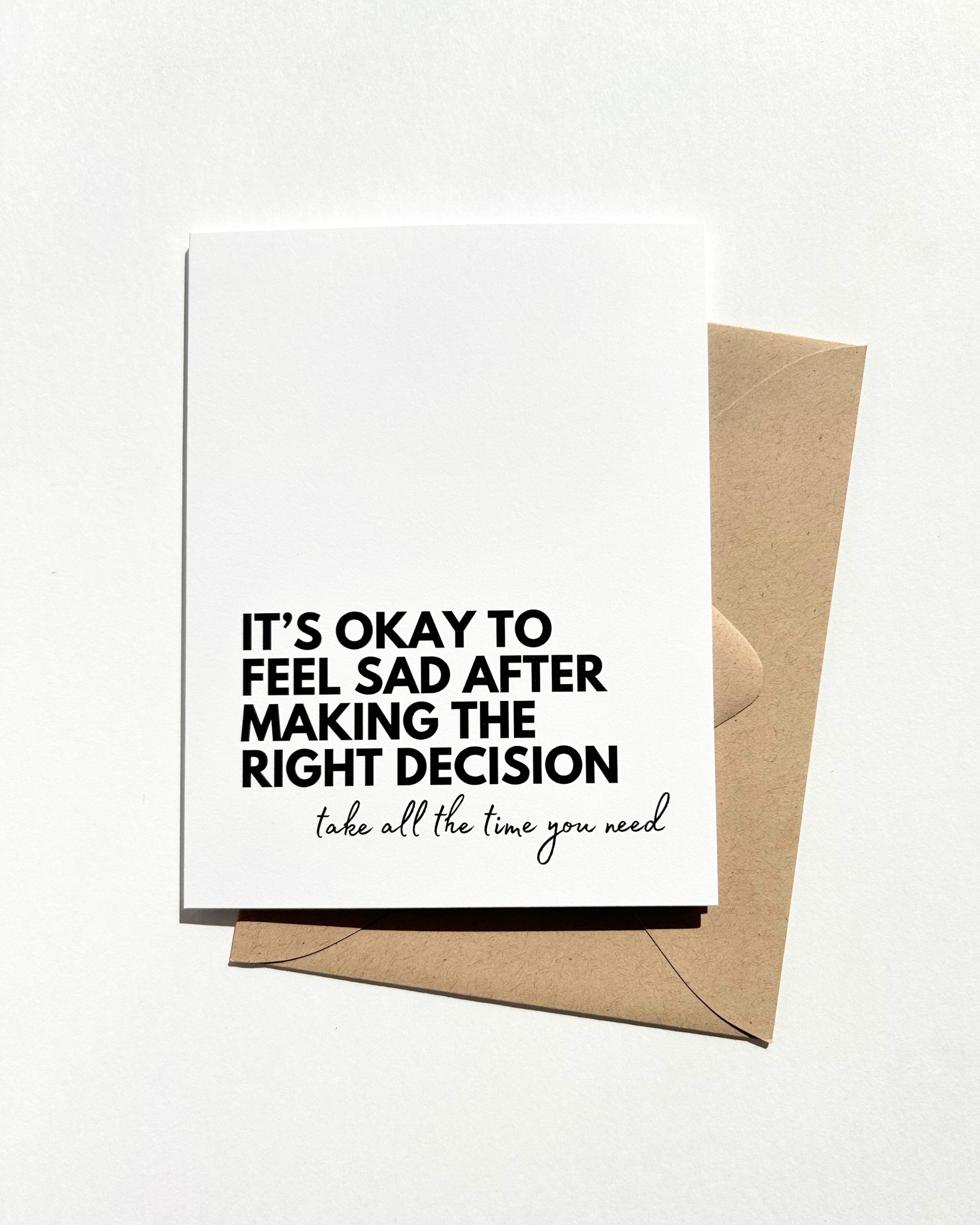 It's Okay to Feel Sad Divorce Card Breakup Encouragement