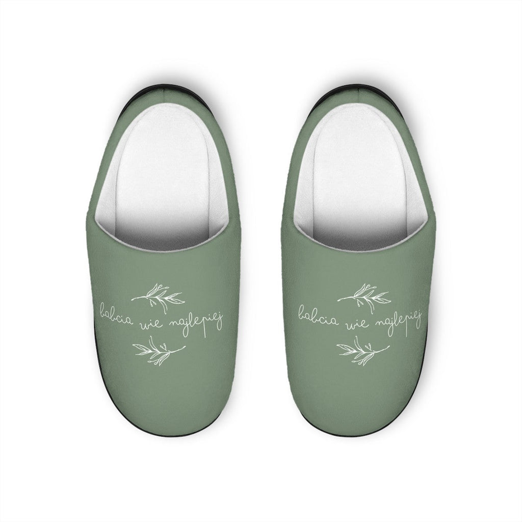 Babcia wie najlepiej sage green slippers, Indoor Slippers, Polish Grandma gifts Slippers La Vie Bien Babcia wie najlepiej sage green slippers, Indoor Slippers, Polish Grandma gifts