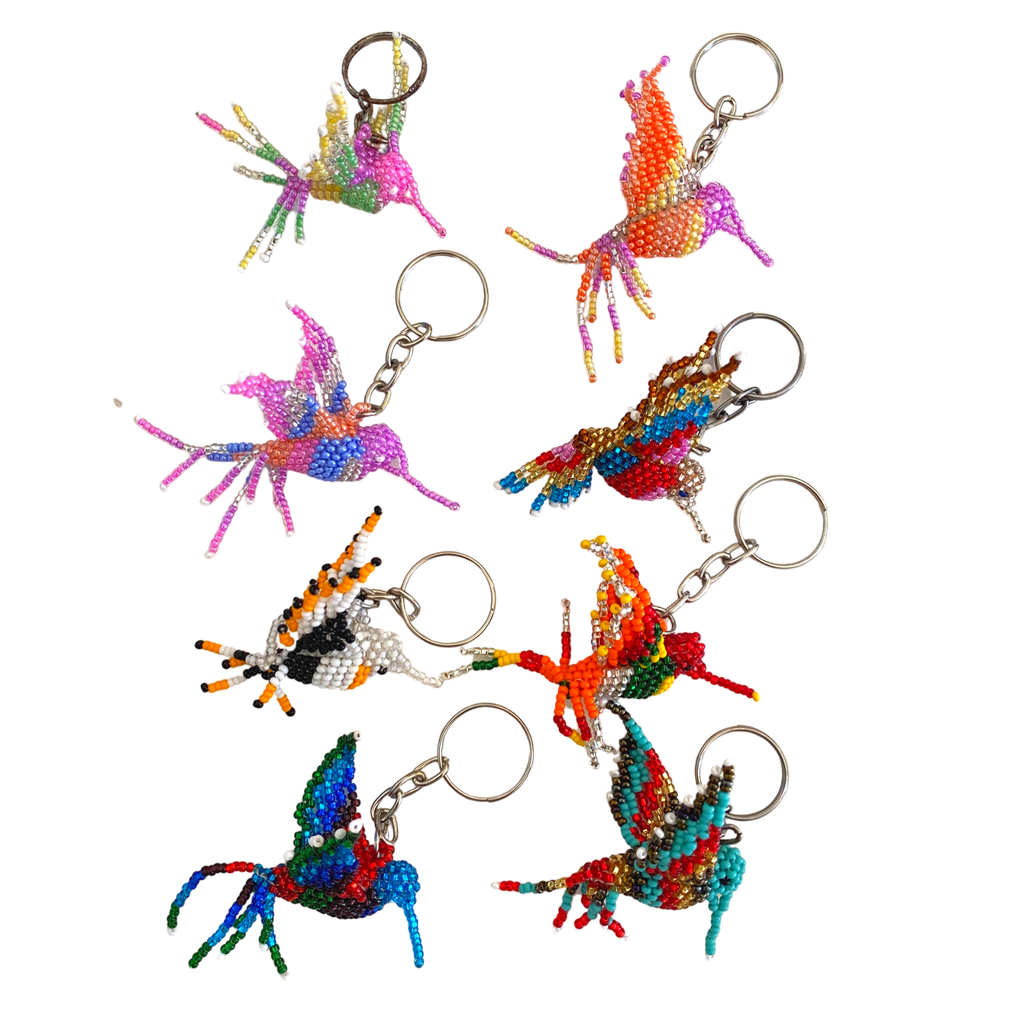 Baby Hummingbird Seed Bead Key Chain - Mexico Keychains La Vie Bien Baby Hummingbird Seed Bead Key Chain - Mexico