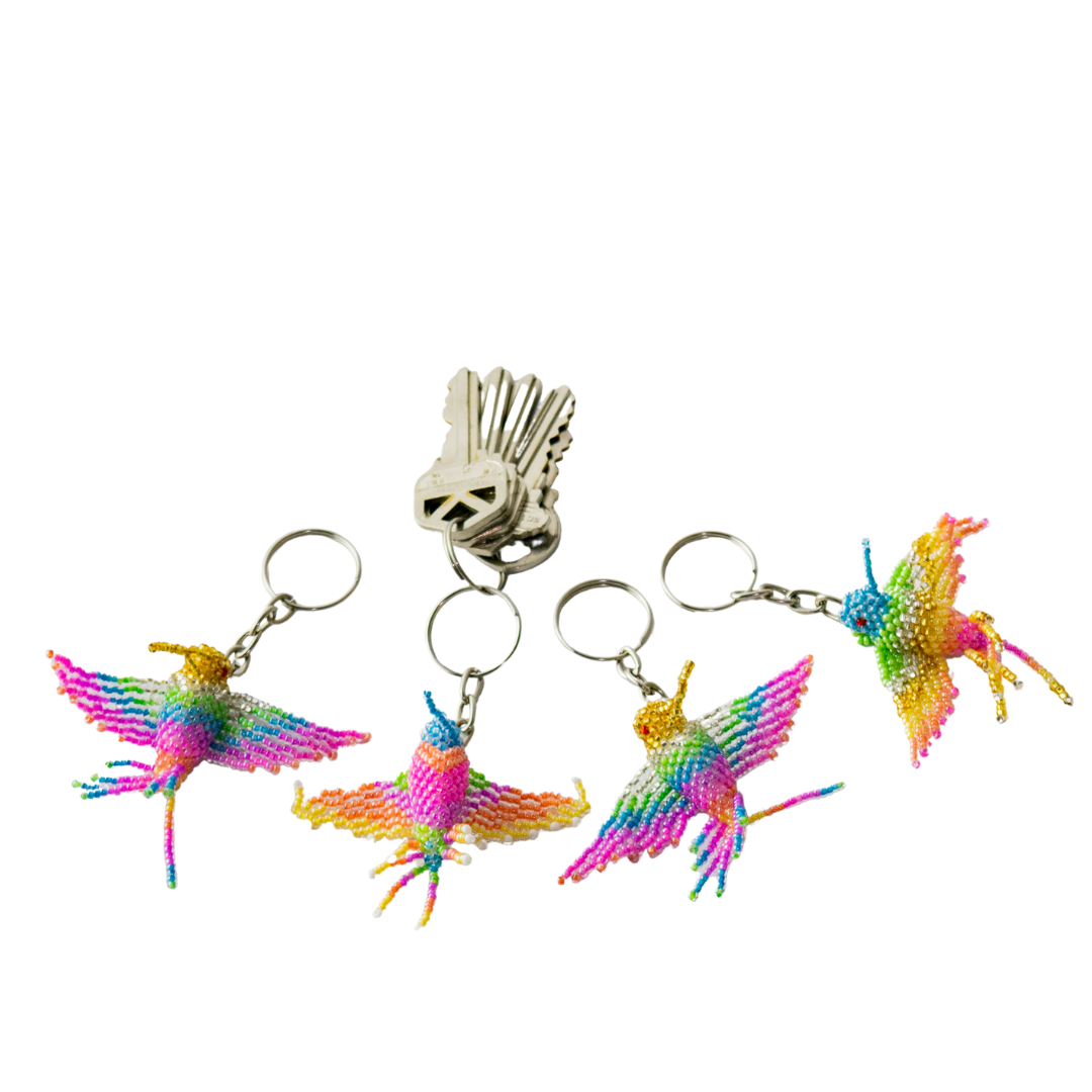 Baby Hummingbird Seed Bead Key Chain - Mexico Keychains La Vie Bien Baby Hummingbird Seed Bead Key Chain - Mexico
