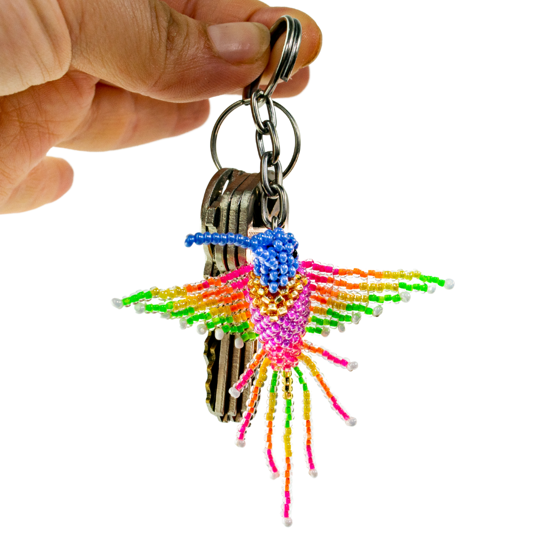 Baby Hummingbird Seed Bead Key Chain - Mexico Keychains La Vie Bien Baby Hummingbird Seed Bead Key Chain - Mexico