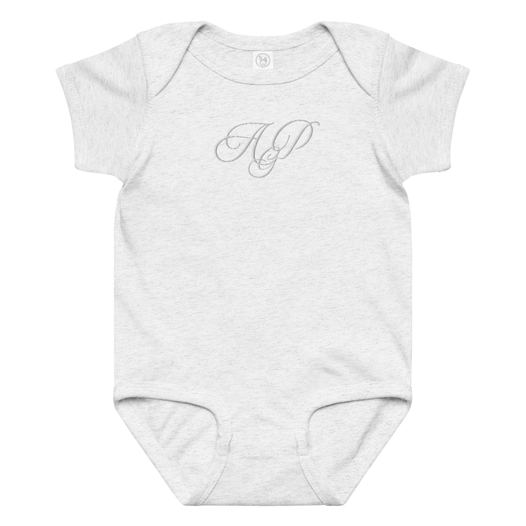Elegant embroidered monogram Baby jersey bodysuit