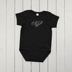 Elegant embroidered monogram Baby jersey bodysuit by La Vie Bien