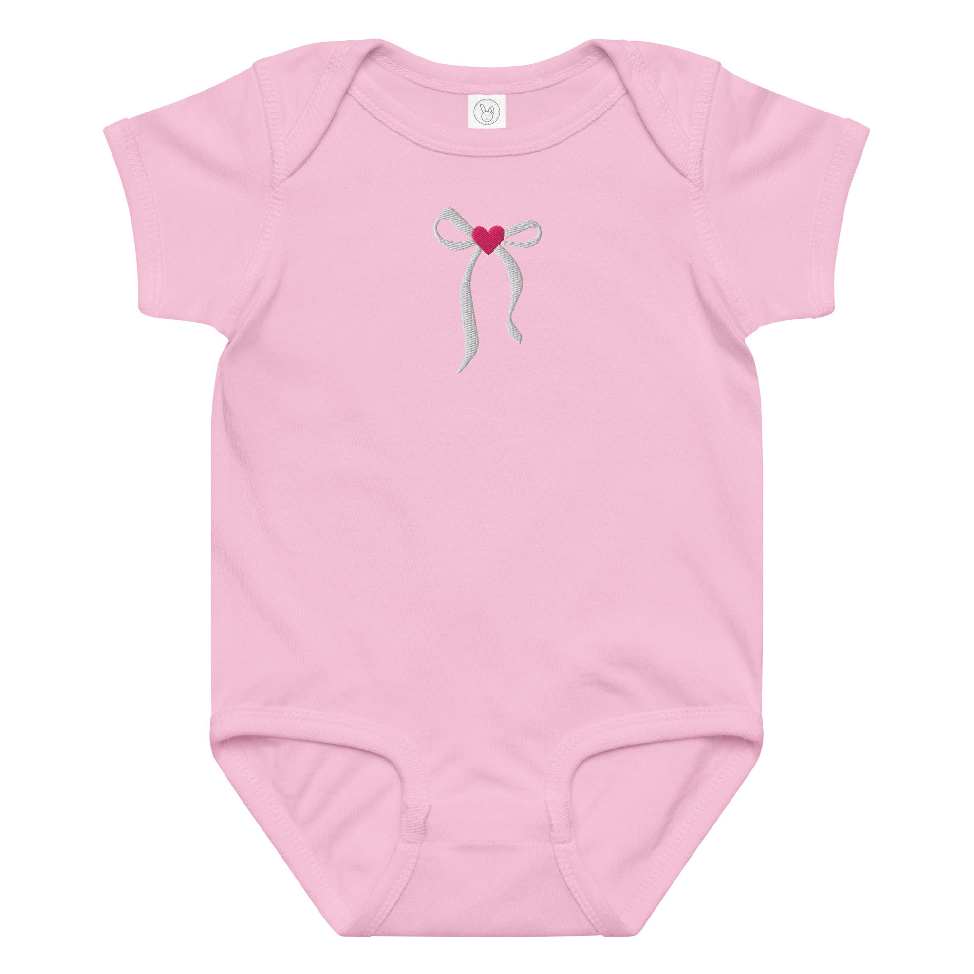 Elegant embroidered bow Baby jersey bodysuit
