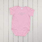 Elegant embroidered monogram Baby jersey bodysuit by La Vie Bien