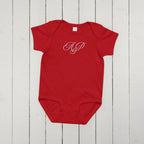 Elegant embroidered monogram Baby jersey bodysuit by La Vie Bien