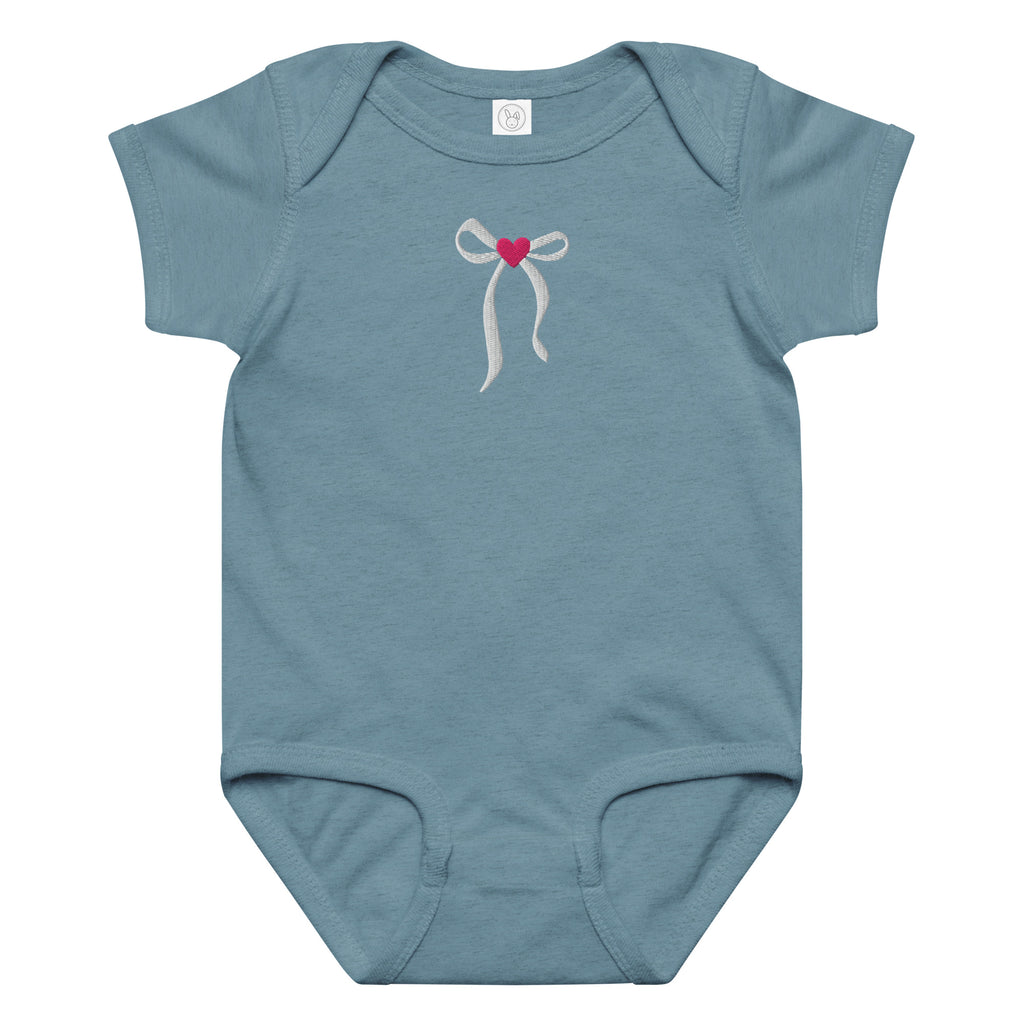 Elegant embroidered bow Baby jersey bodysuit