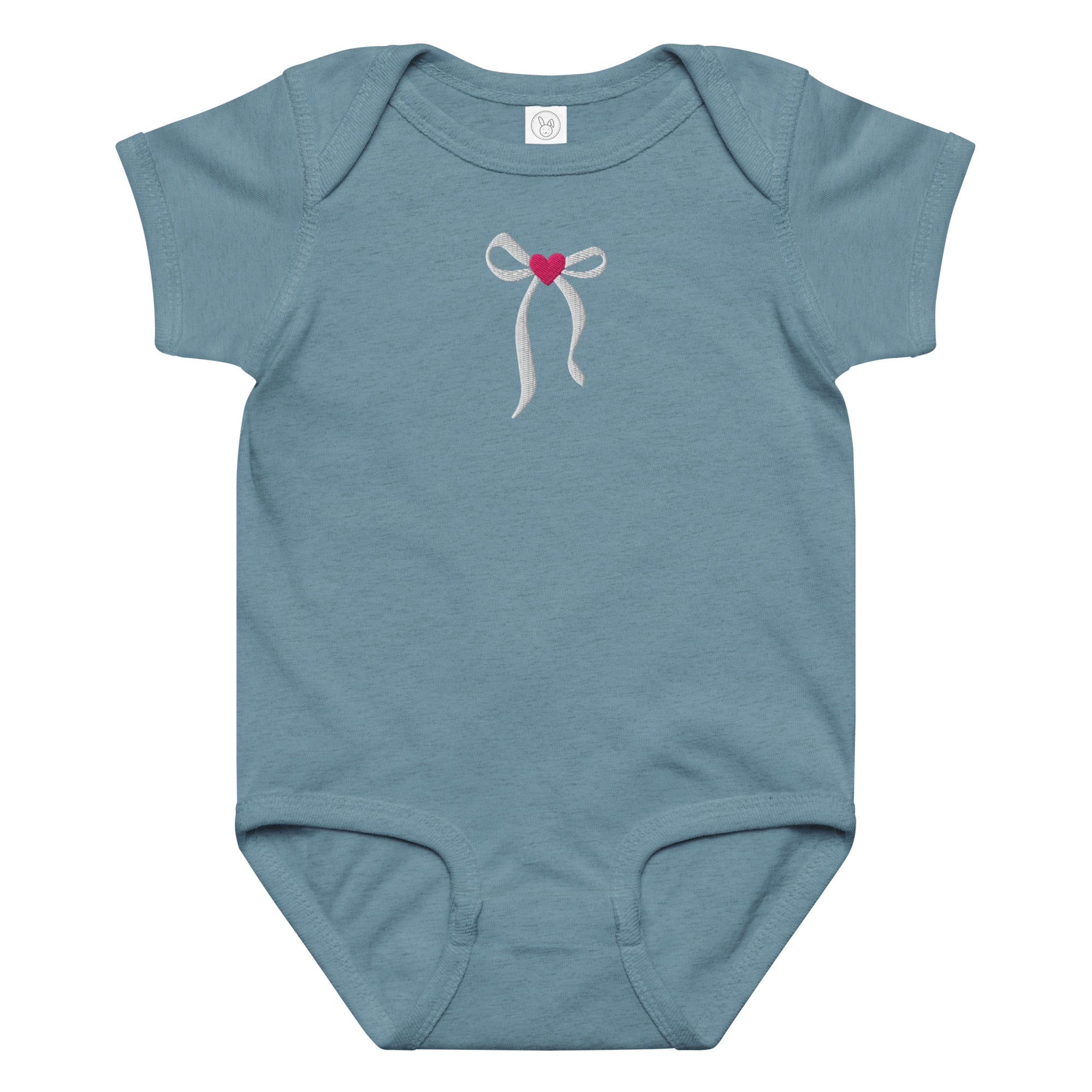 Elegant embroidered bow Baby jersey bodysuit