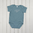 Elegant embroidered monogram Baby jersey bodysuit by La Vie Bien