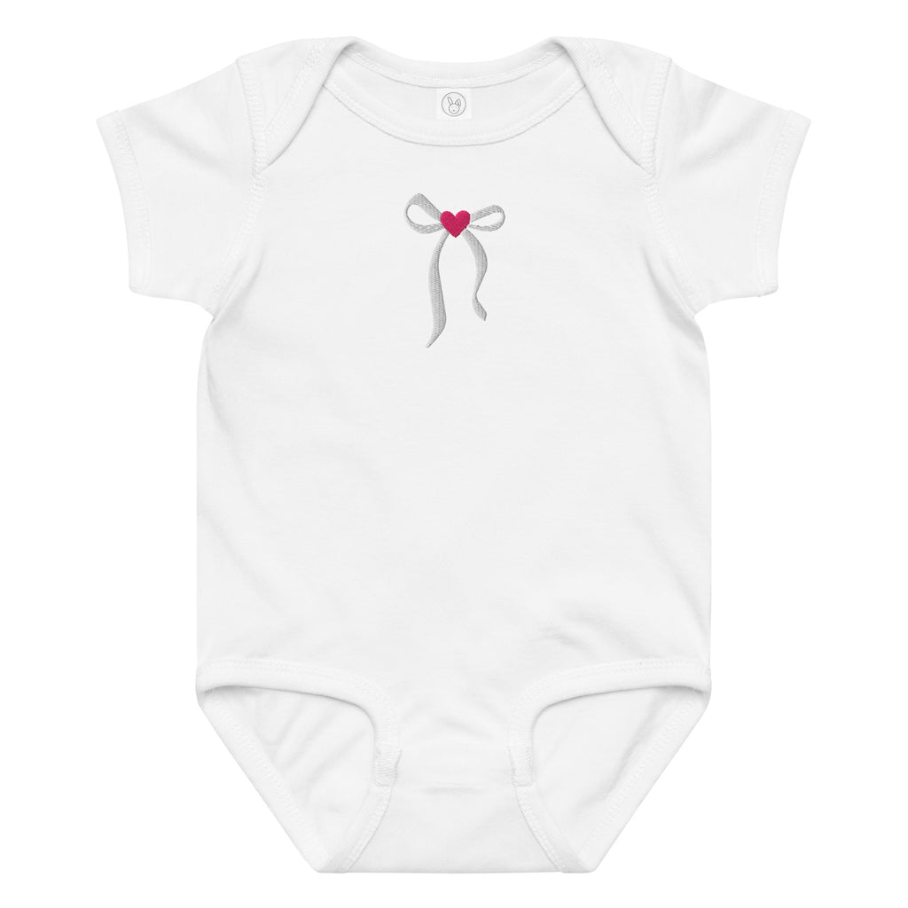 Elegant embroidered bow Baby jersey bodysuit