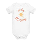 Hola mundo Baby short sleeve one piece by La Vie Bien