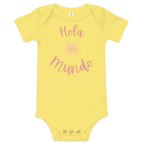 Hola mundo Baby short sleeve one piece by La Vie Bien