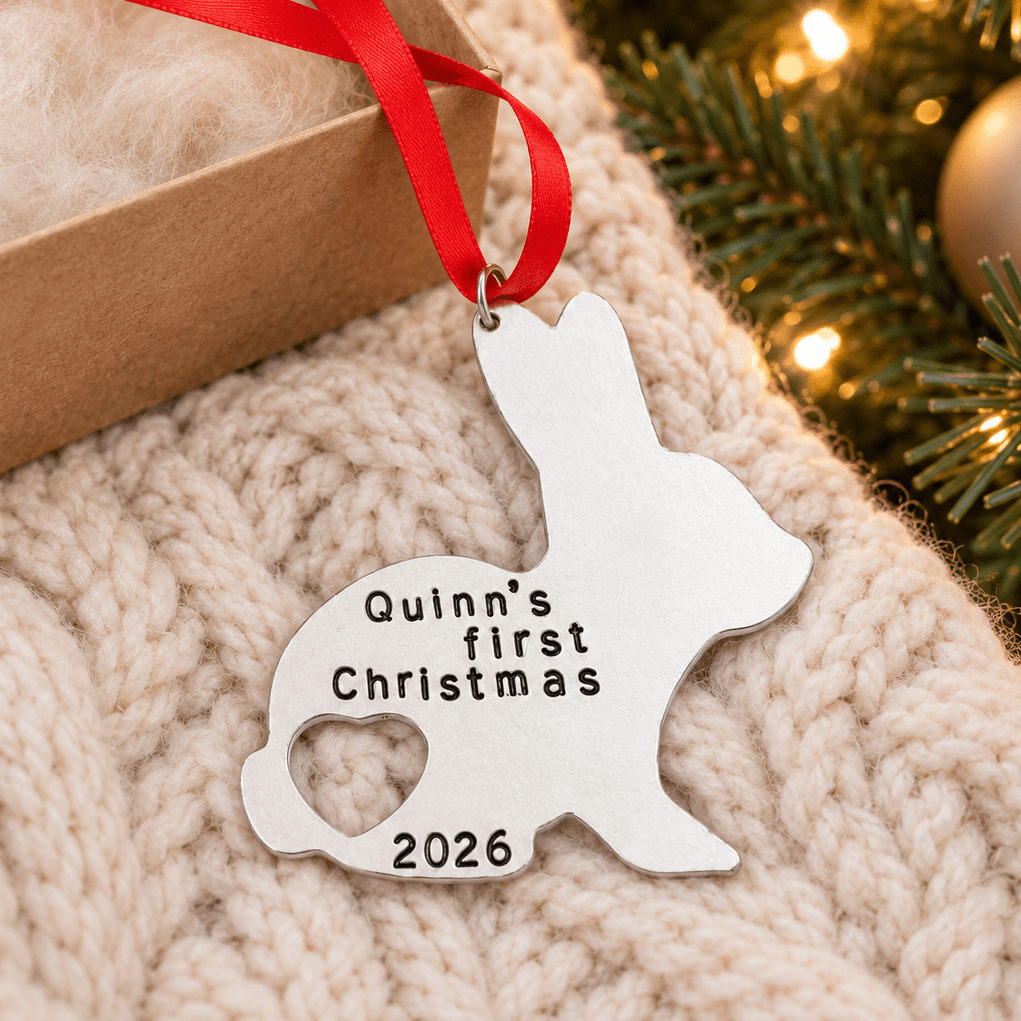 Baby's First Christmas Personalized Bunny Ornament Home & Garden La Vie Bien Baby's First Christmas Personalized Bunny Ornament