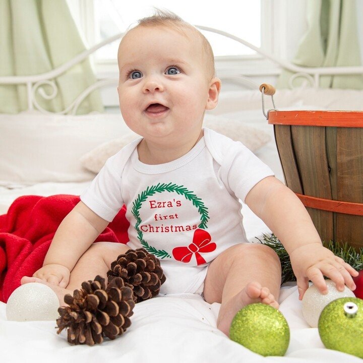 Baby's Personalized First Christmas Bodysuit Baby and Kids La Vie Bien Baby's Personalized First Christmas Bodysuit