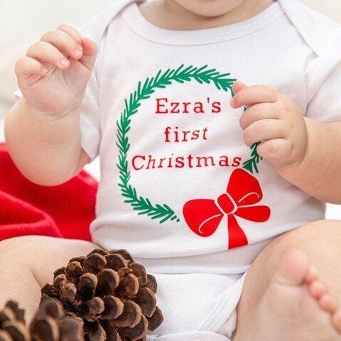 Baby's Personalized First Christmas Bodysuit Baby and Kids La Vie Bien Baby's Personalized First Christmas Bodysuit