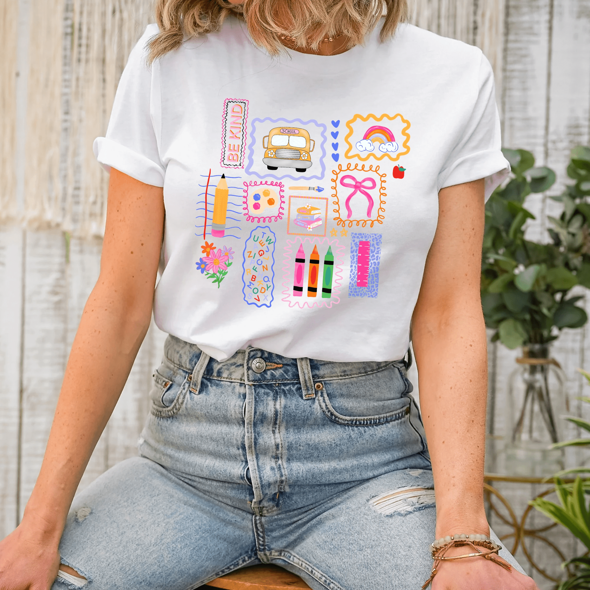 Back to School Doodles Be Kind adult tee, gift for teachers and educators by Benny and Ray Apparel