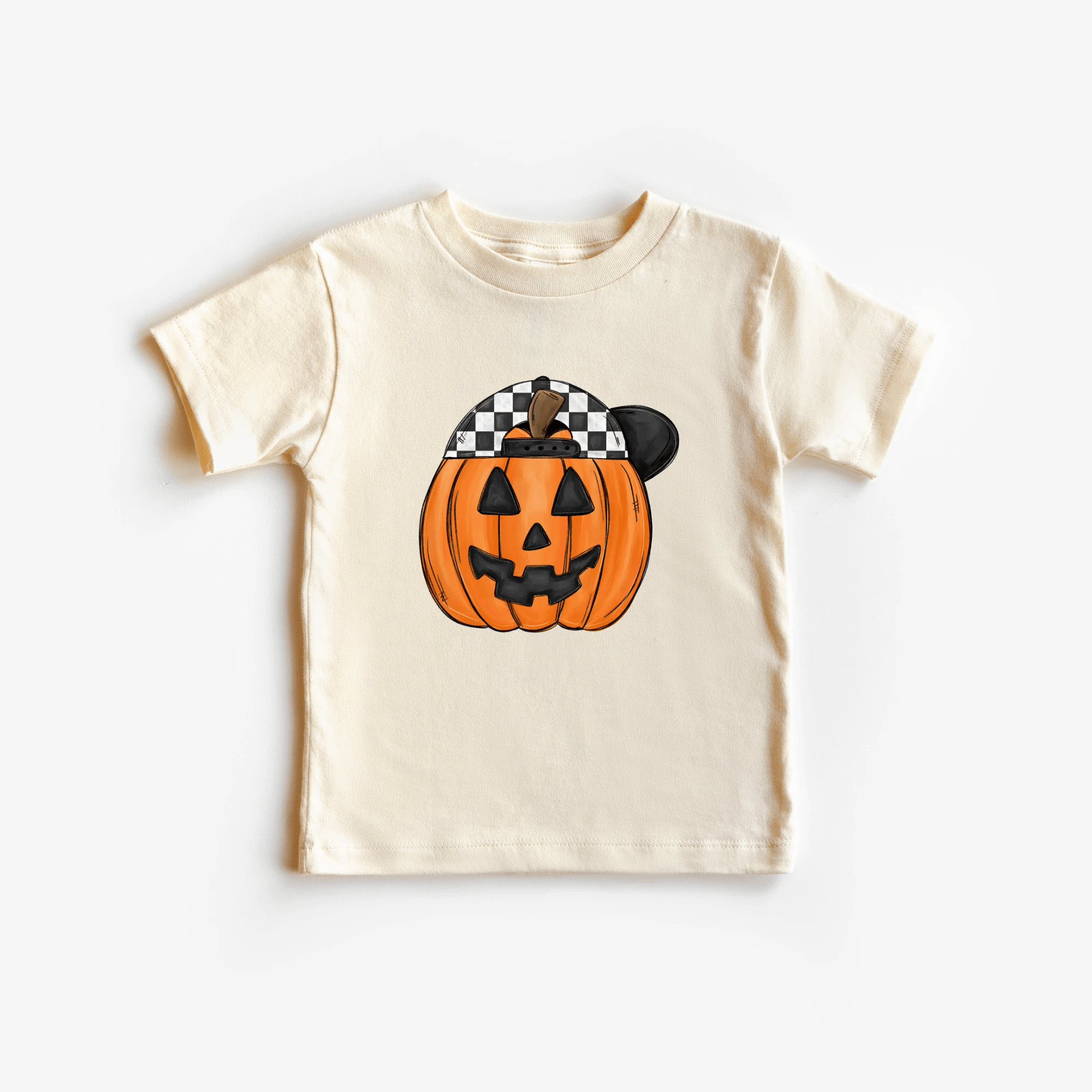 Backwards Hat Pumpkin toddler and youth tee shirt, Halloween collection by Benny and Ray Apparel