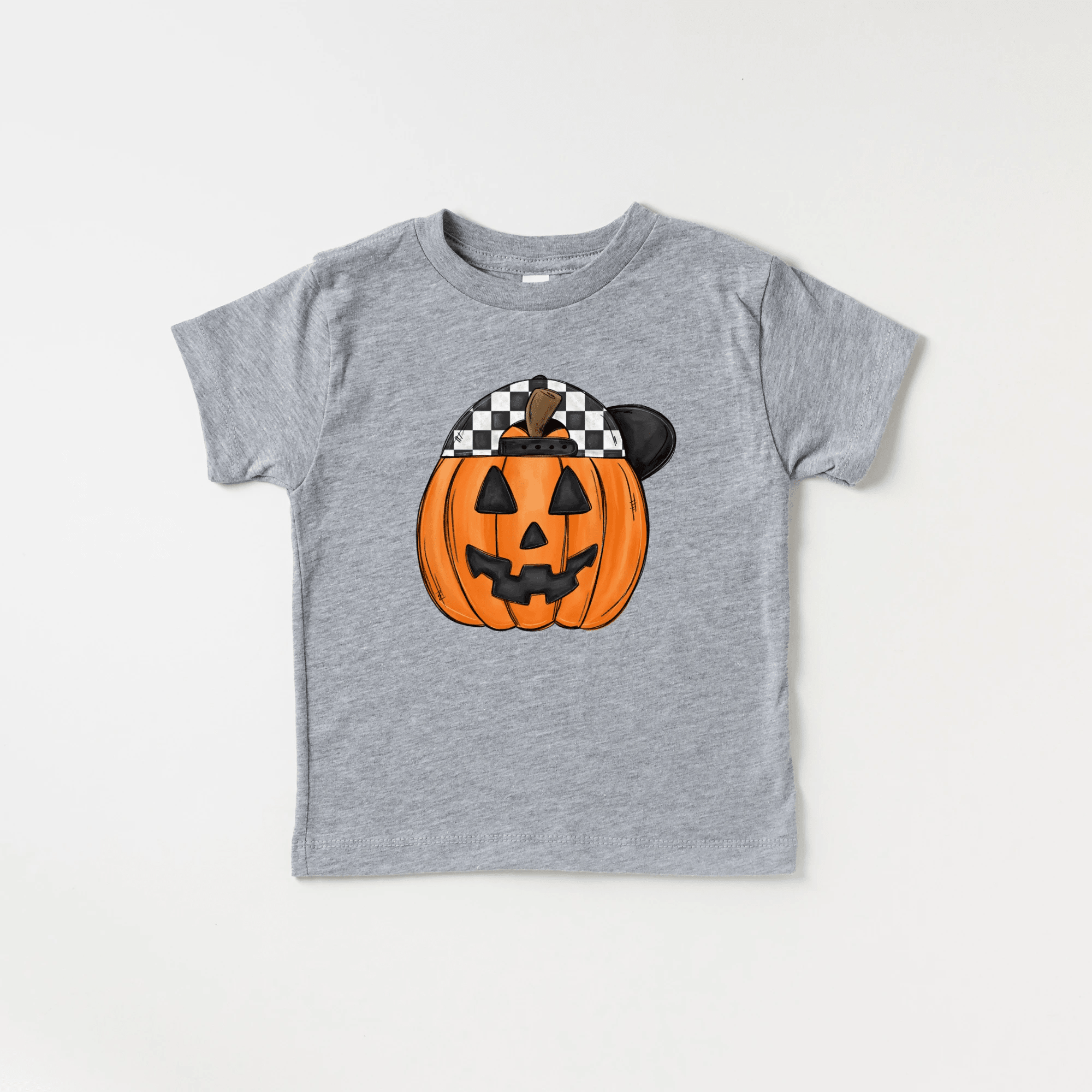 Backwards Hat Pumpkin toddler and youth tee shirt, Halloween collection by Benny and Ray Apparel
