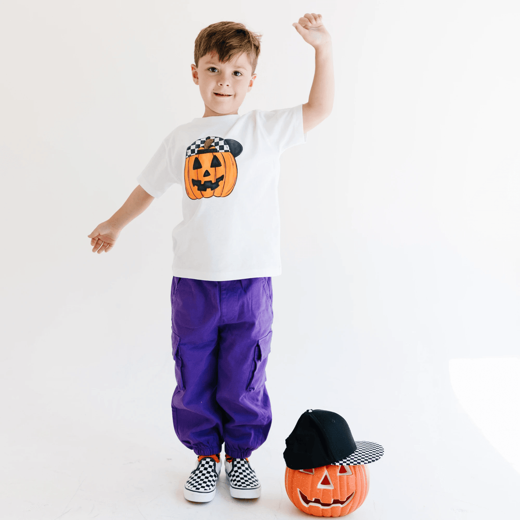 Backwards Hat Pumpkin toddler and youth tee shirt, Halloween collection by Benny and Ray Apparel