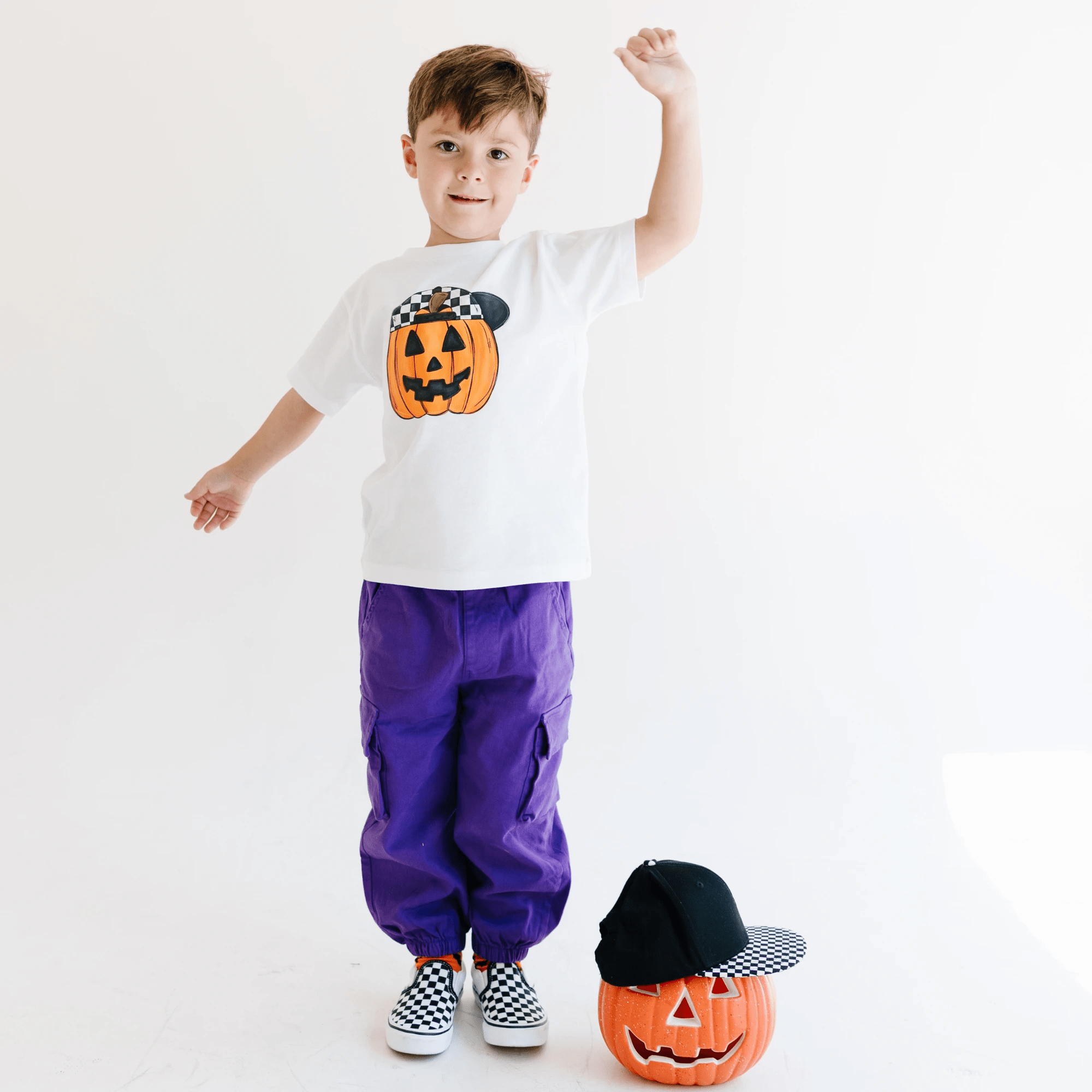 Backwards Hat Pumpkin toddler and youth tee shirt, Halloween collection by Benny and Ray Apparel
