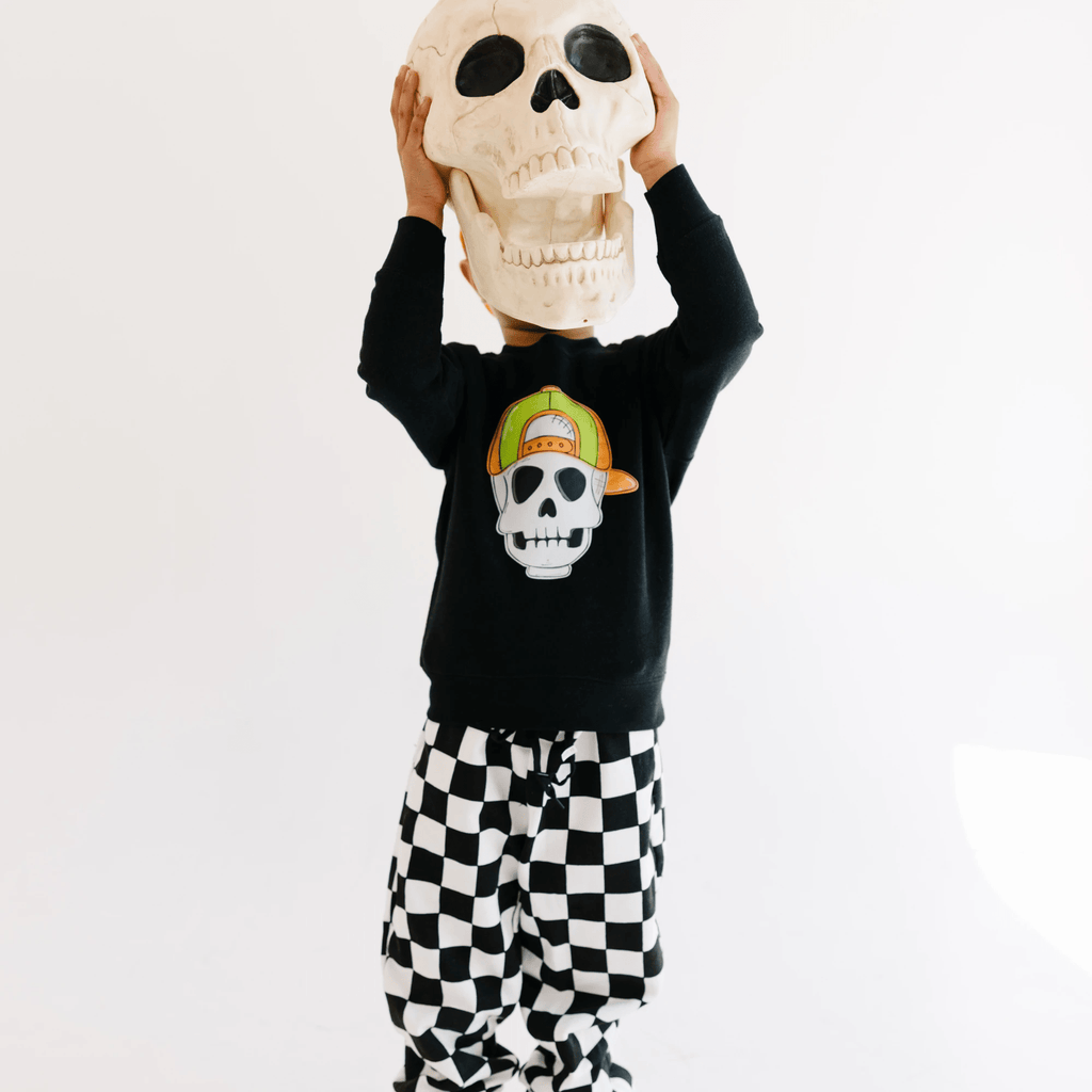 Backwards Hat Skull toddler and youth Sweatshirt by Benny and Ray Apparel