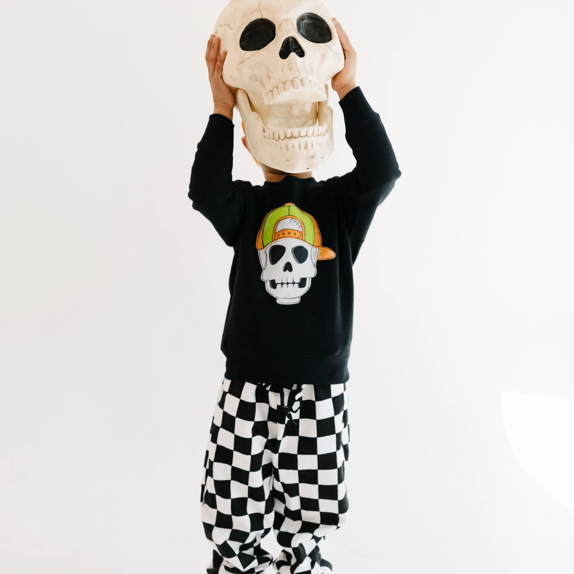 Backwards Hat Skull toddler and youth Sweatshirt by Benny and Ray Apparel