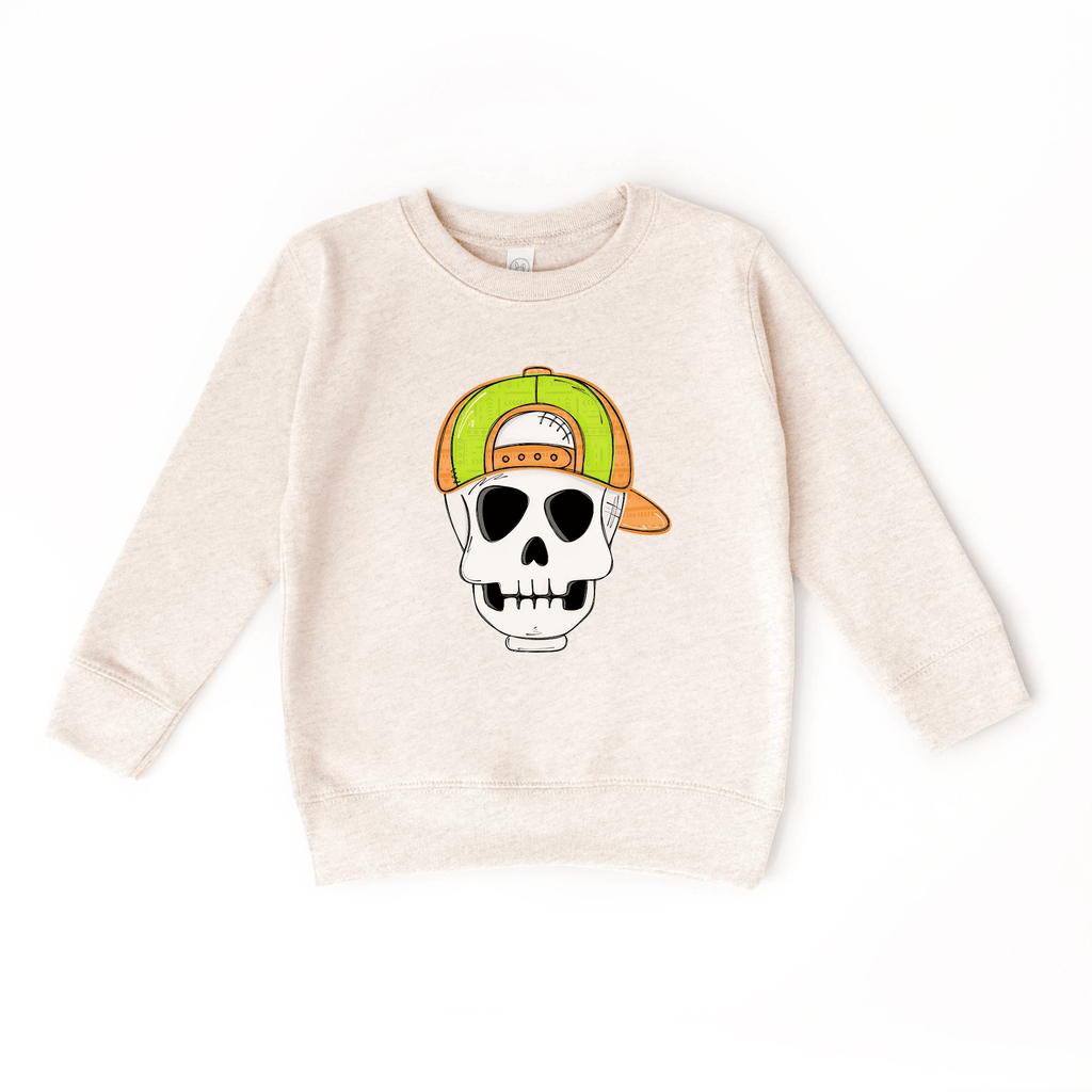 Backwards Hat Skull toddler and youth Sweatshirt by Benny and Ray Apparel