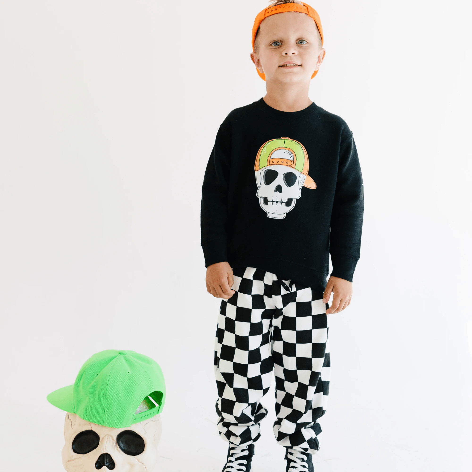 Backwards Hat Skull toddler and youth Sweatshirt by Benny and Ray Apparel