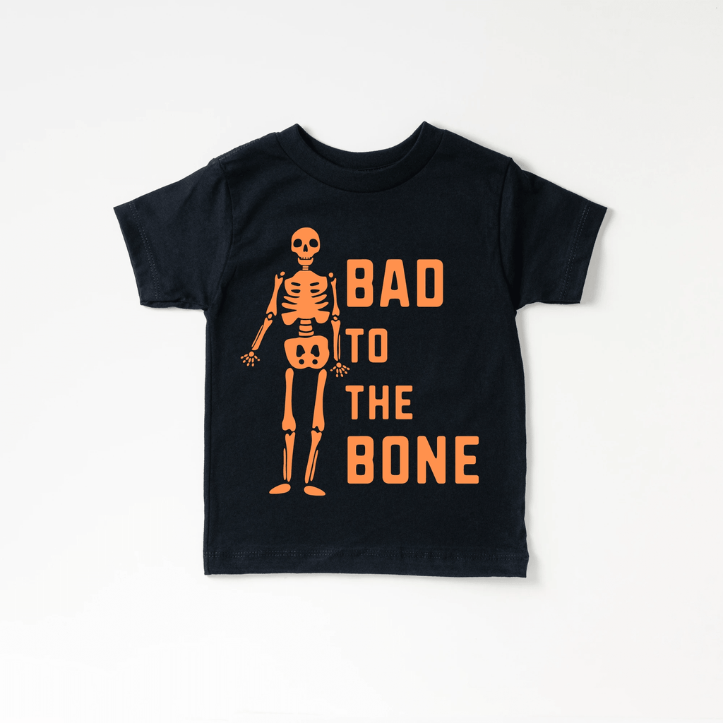 Bad to the Bone toddler and youth tee, Halloween collection by Benny and Ray Apparel