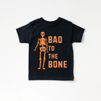 Bad to the Bone toddler and youth tee, Halloween collection by Benny and Ray Apparel