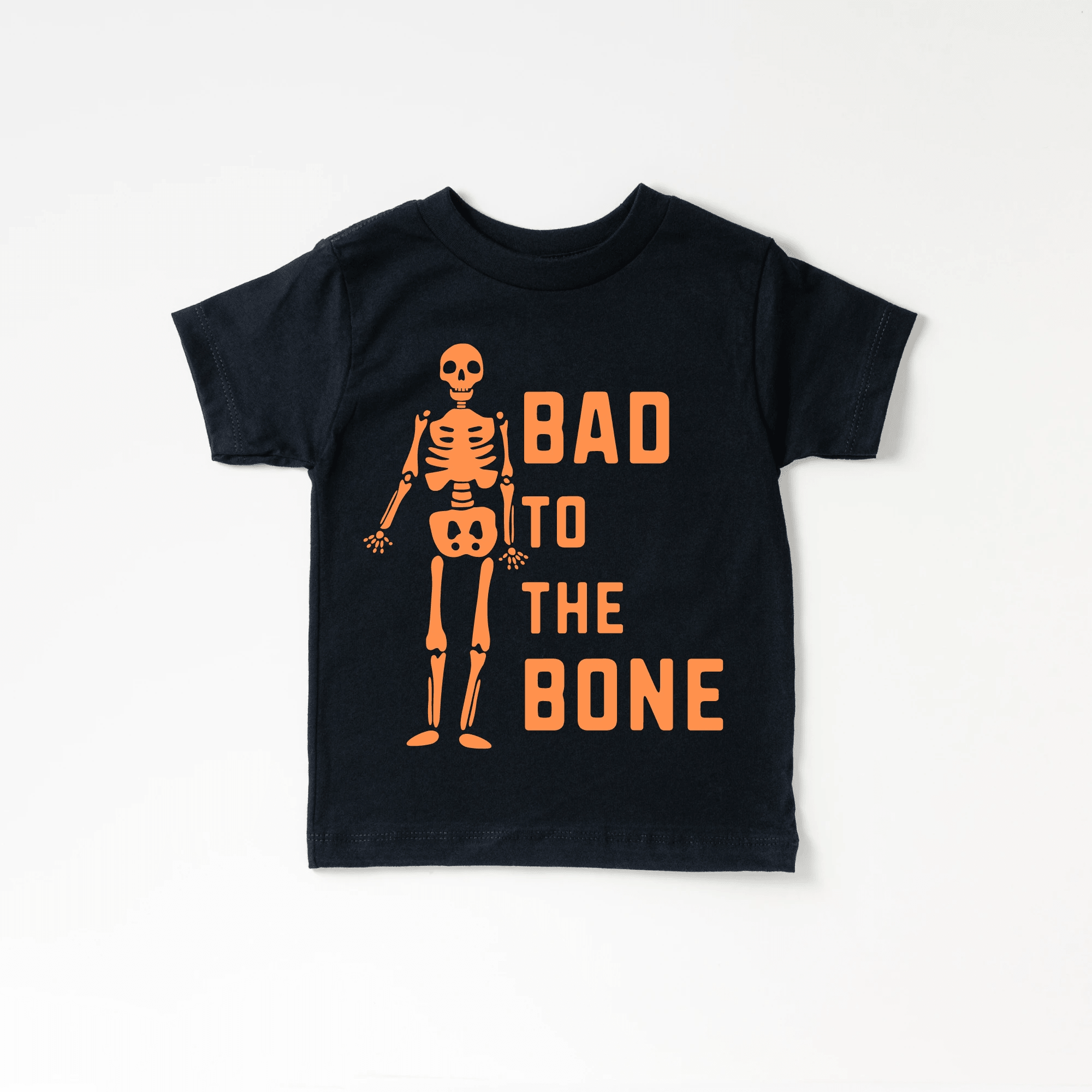 Bad to the Bone toddler and youth tee, Halloween collection by Benny and Ray Apparel