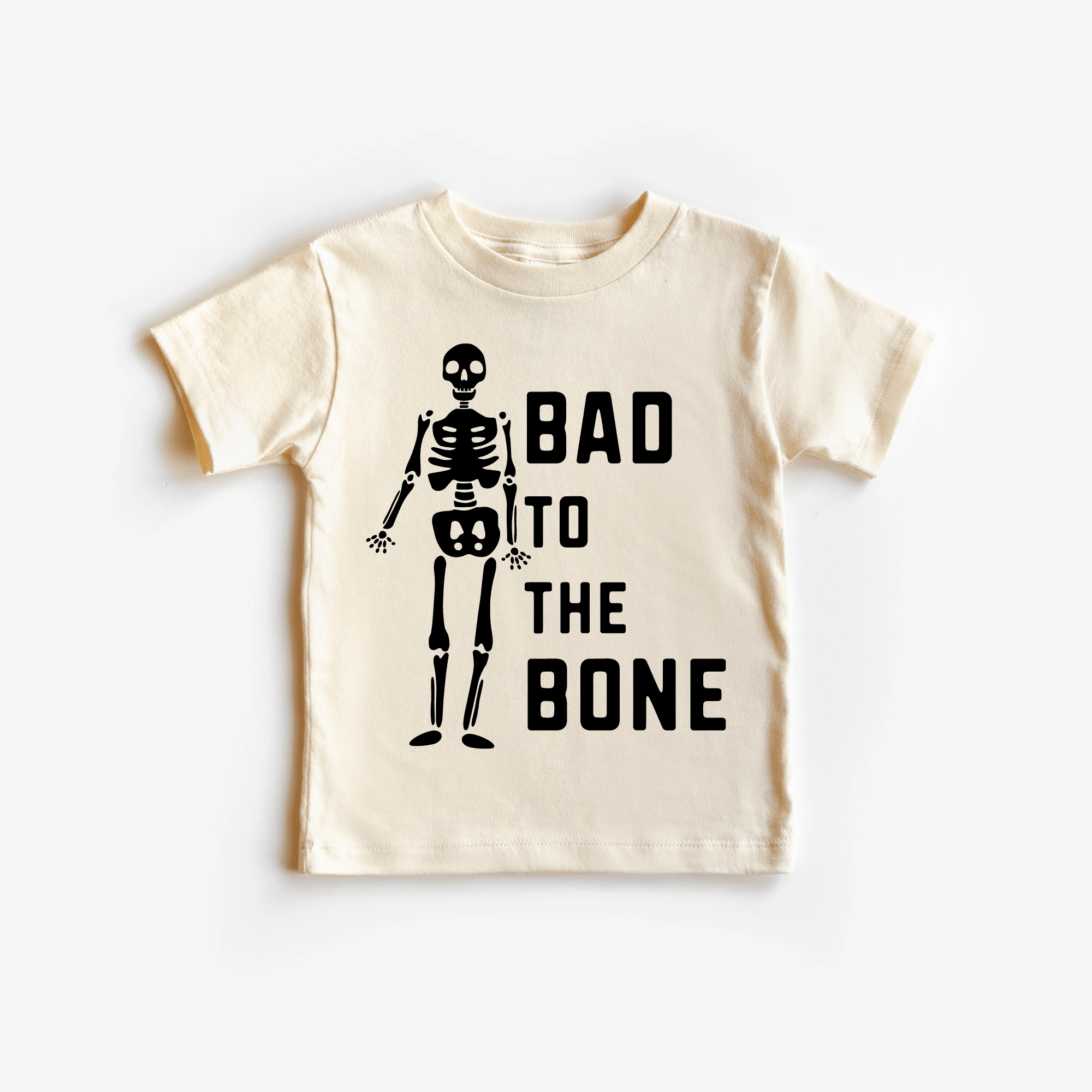 Bad to the Bone toddler and youth tee, Halloween collection by Benny and Ray Apparel
