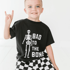 Bad to the Bone toddler and youth tee, Halloween collection by Benny and Ray Apparel