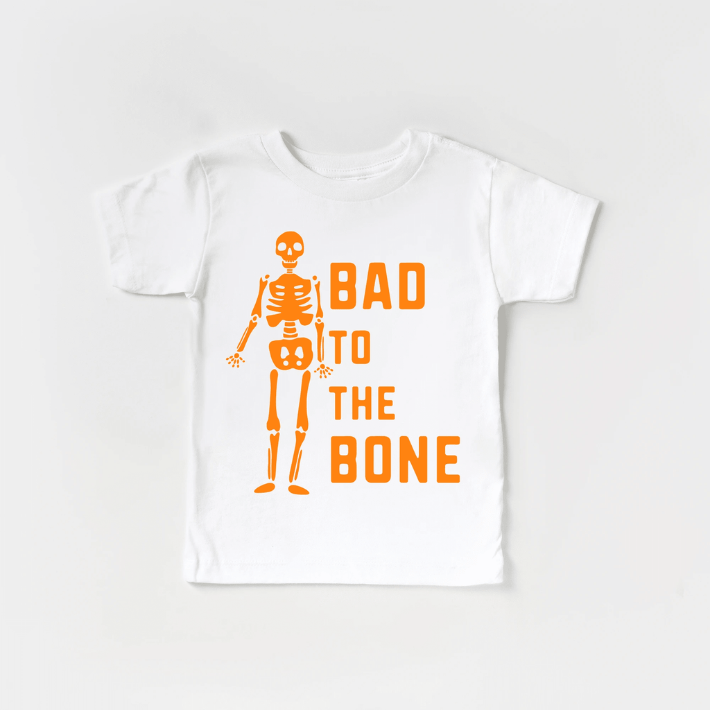 Bad to the Bone toddler and youth tee, Halloween collection by Benny and Ray Apparel