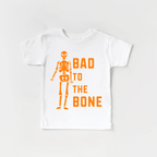 Bad to the Bone toddler and youth tee, Halloween collection by Benny and Ray Apparel