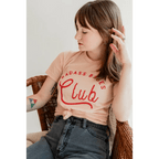 Badass Babes Club Graphic Tee in Peach with Red Text by Polished Prints