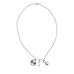 Badass Weightlifter Triple Charm Necklace in Silvertone Jewelry La Vie Bien Badass Weightlifter Triple Charm Necklace in Silvertone