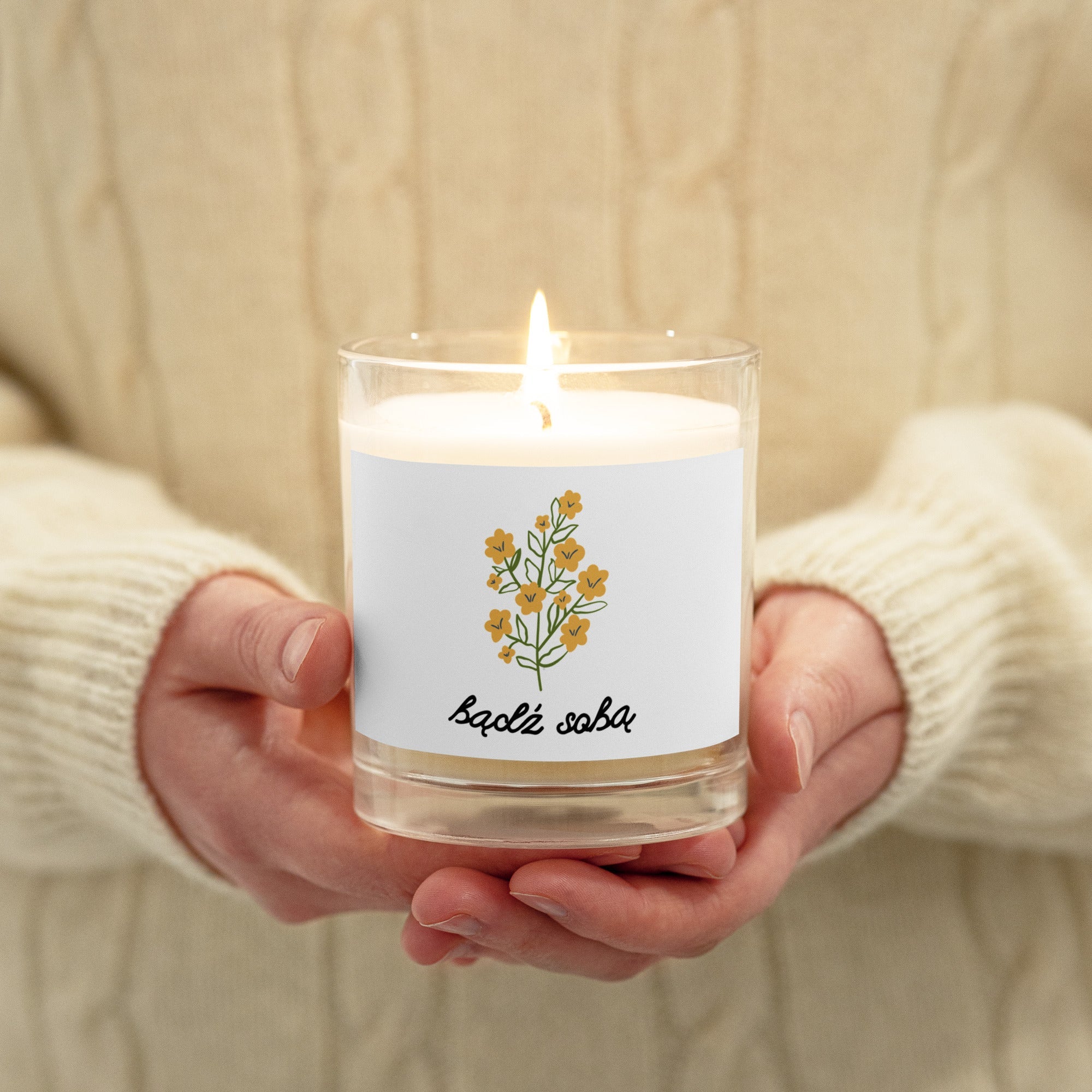 bądź sobą Polish unscented Glass jar soy wax candle