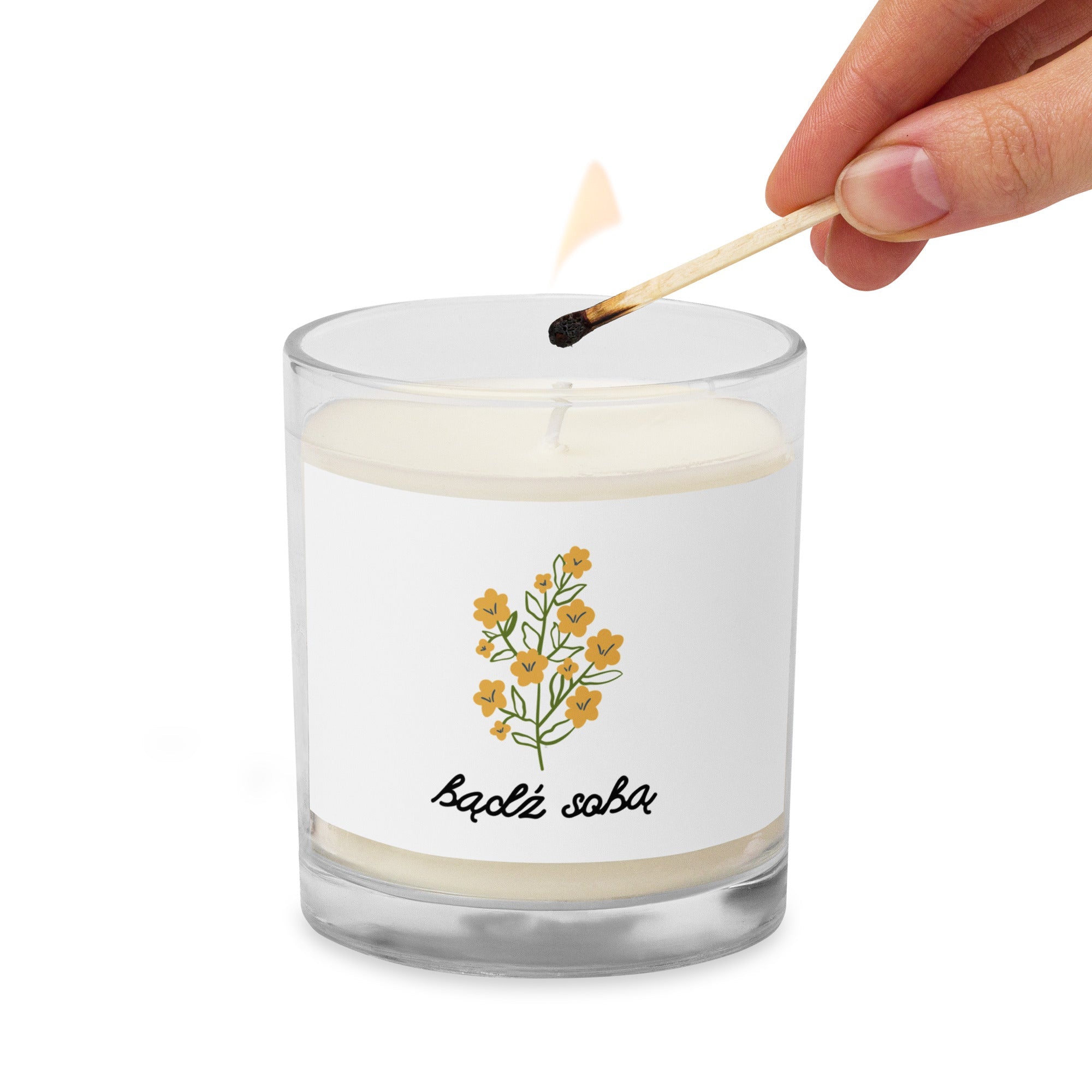 bądź sobą Polish unscented Glass jar soy wax candle