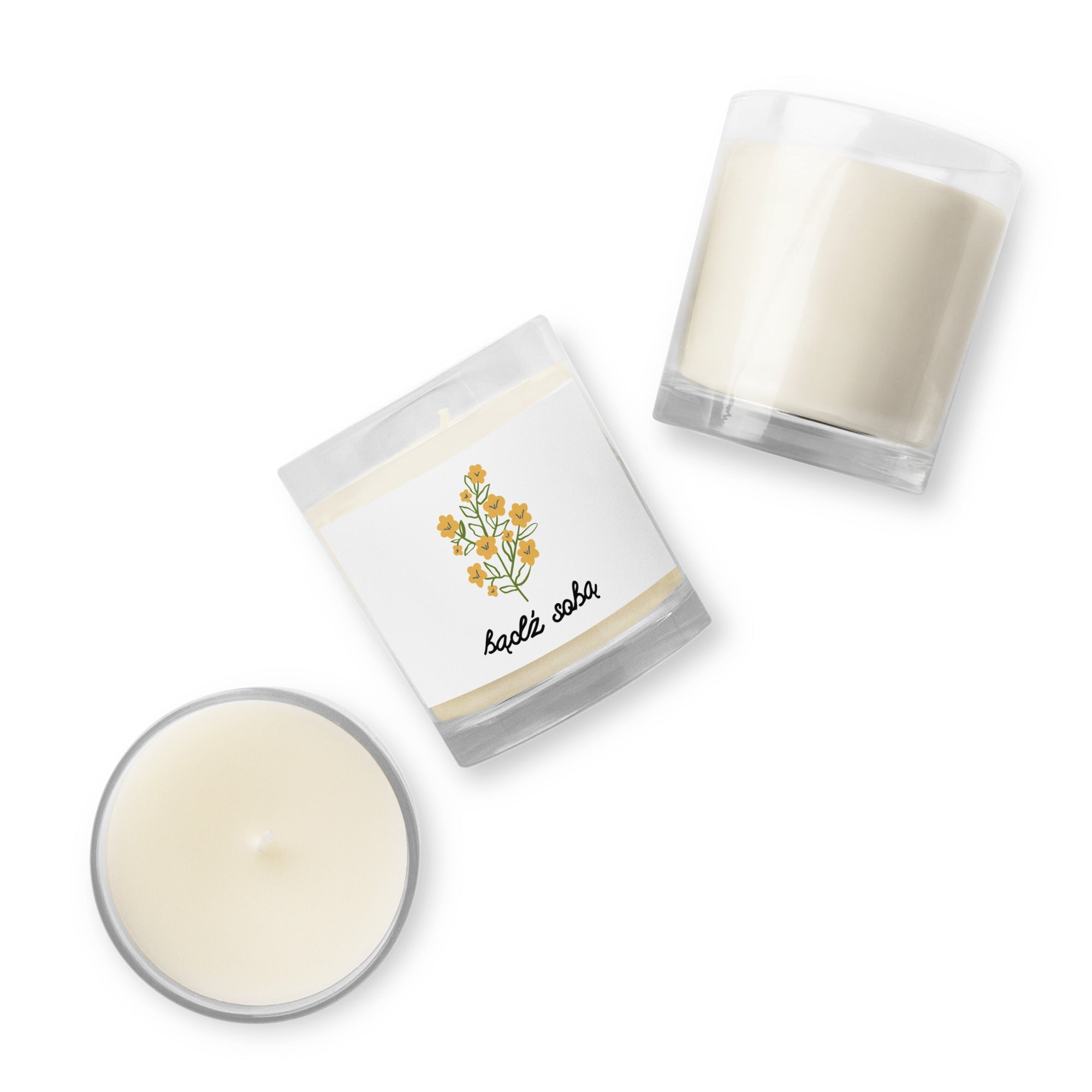 bądź sobą Polish unscented Glass jar soy wax candle