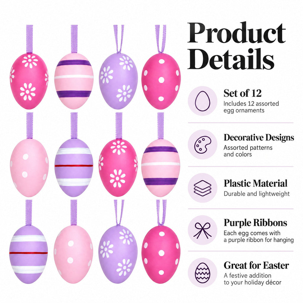 Bag of 12 Miniature Pastel Purple Plastic Easter Egg Ornaments 1.5 Inches Easter Eggs > Ornaments La Vie Bien Bag of 12 Miniature Pastel Purple Plastic Easter Egg Ornaments 1.5 Inches