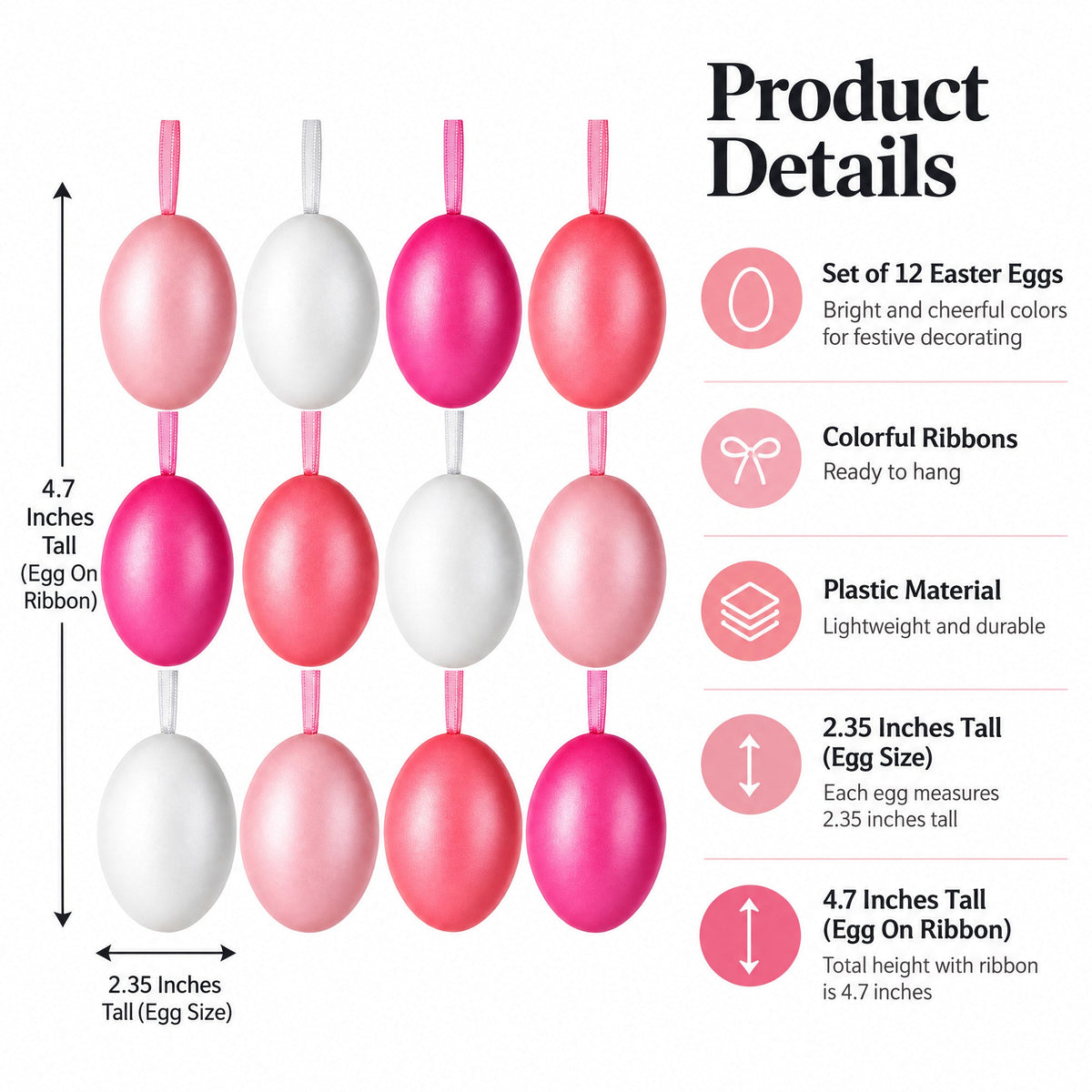Bag of 12 Pastel Rose Plastic Easter Egg Ornaments 2.35 Inches Easter Eggs > Ornaments La Vie Bien Bag of 12 Pastel Rose Plastic Easter Egg Ornaments 2.35 Inches