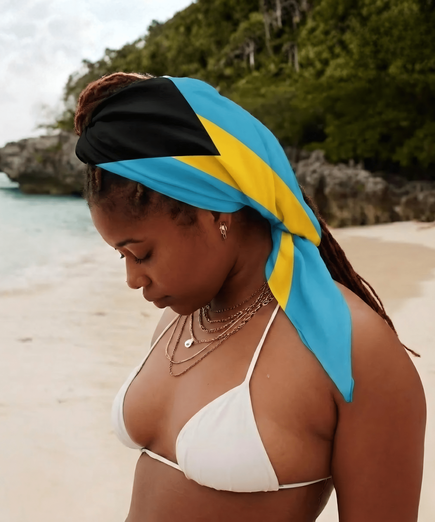 Bahamas Flag Bandana All-Over Print Bandana La Vie Bien Bahamas Flag Bandana
