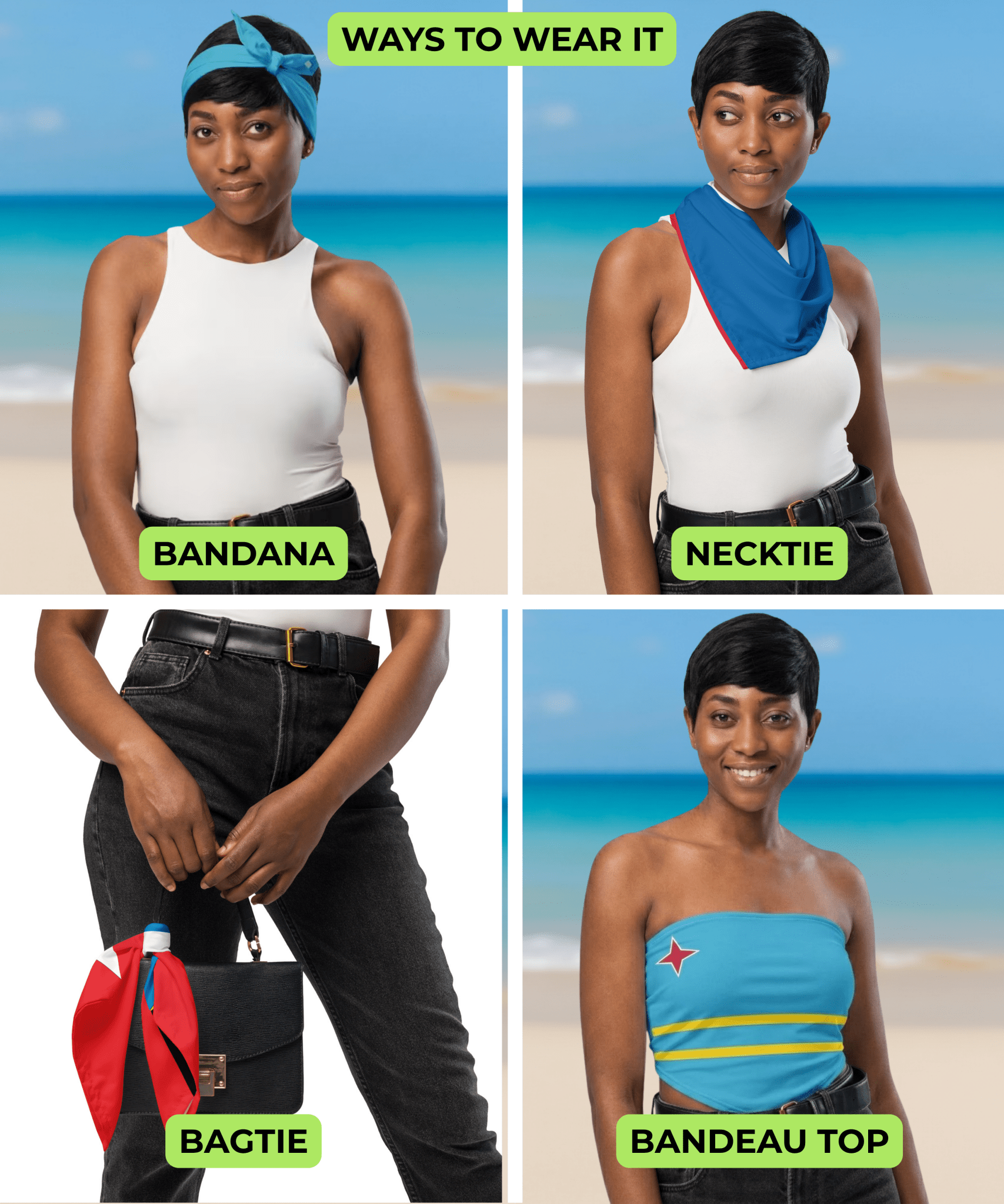 Bahamas Flag Bandana All-Over Print Bandana La Vie Bien Bahamas Flag Bandana