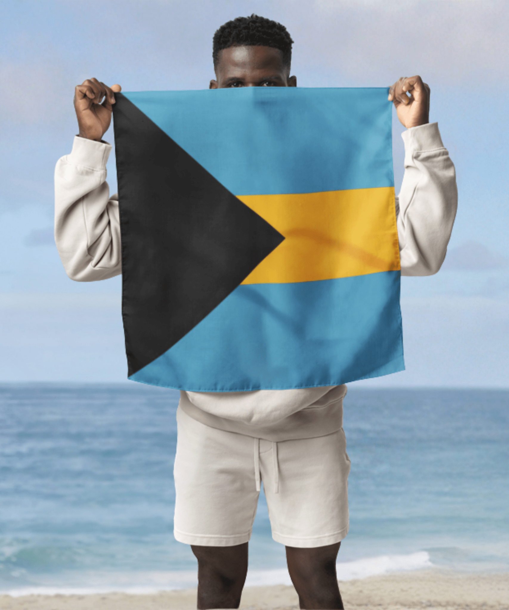 Bahamas Flag Bandana All-Over Print Bandana La Vie Bien Bahamas Flag Bandana