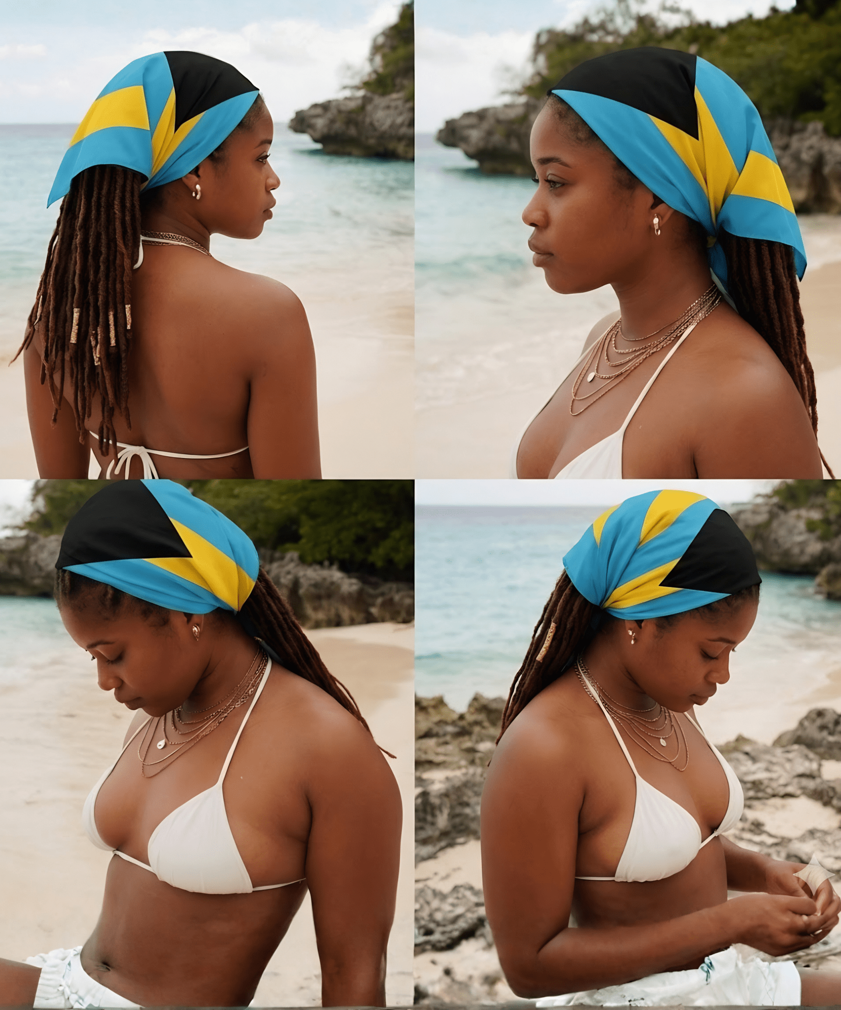 Bahamas Flag Bandana All-Over Print Bandana La Vie Bien Bahamas Flag Bandana