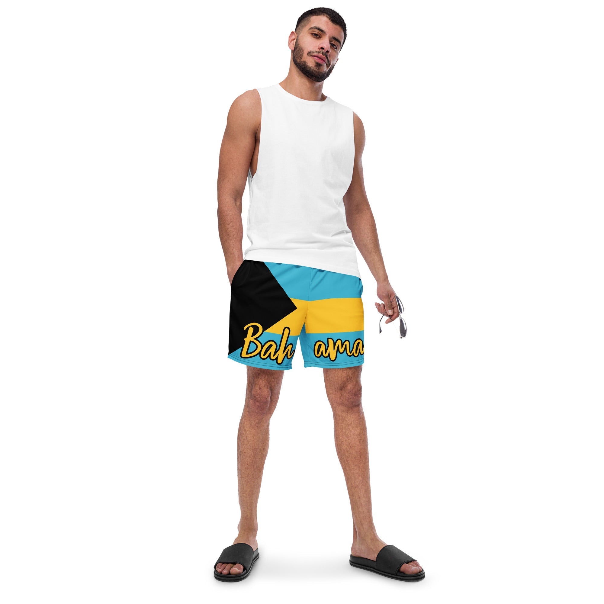 Bahamas Flag Recycled Swim Trunks All - Over Print Recycled Swim Trunks La Vie Bien Bahamas Flag Recycled Swim Trunks