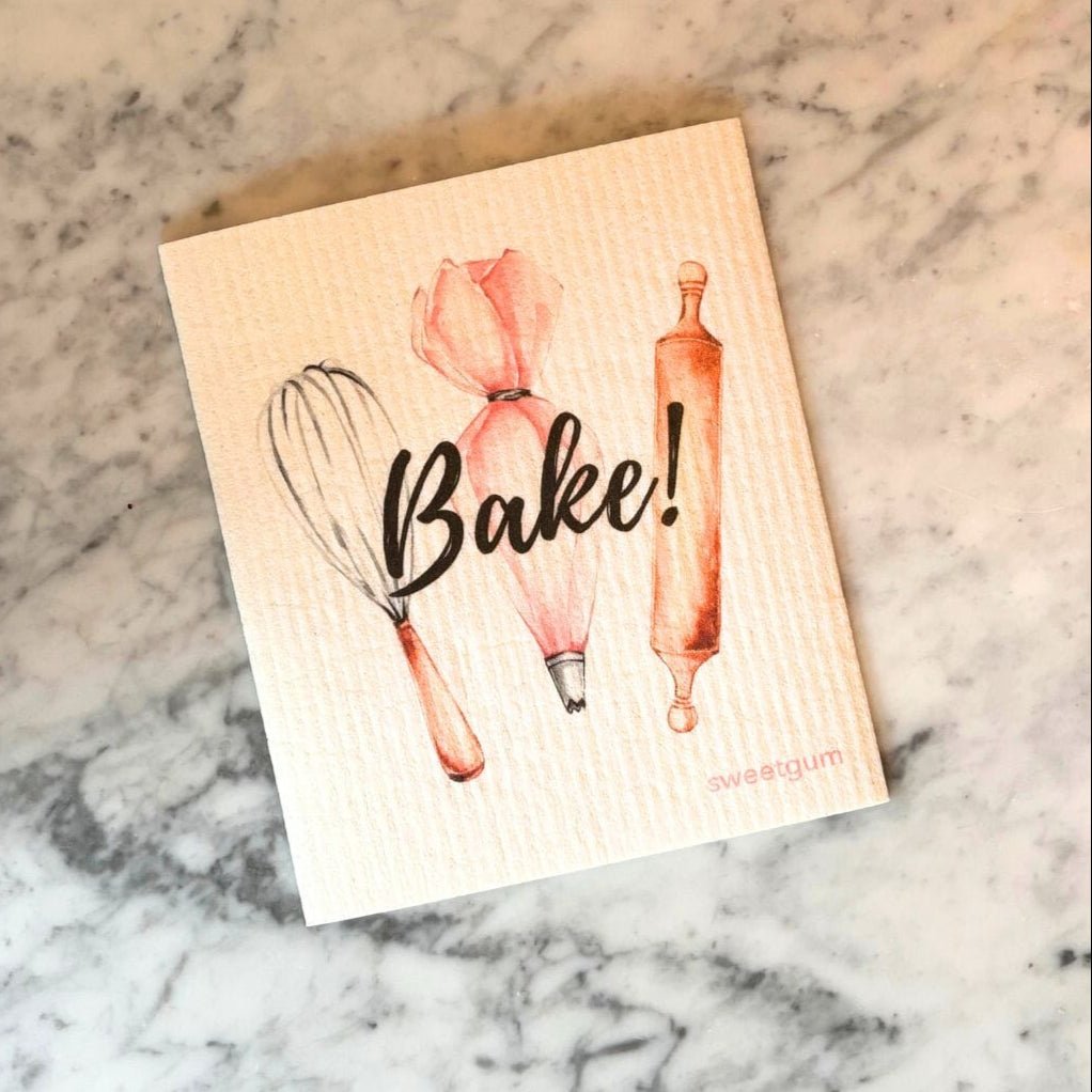 Bake! Swedish Dishcloth | Whisk, Pastry Bag, Rolling Pin (baking tools) Swedish Dishcloths La Vie Bien Bake! Swedish Dishcloth | Whisk, Pastry Bag, Rolling Pin (baking tools)