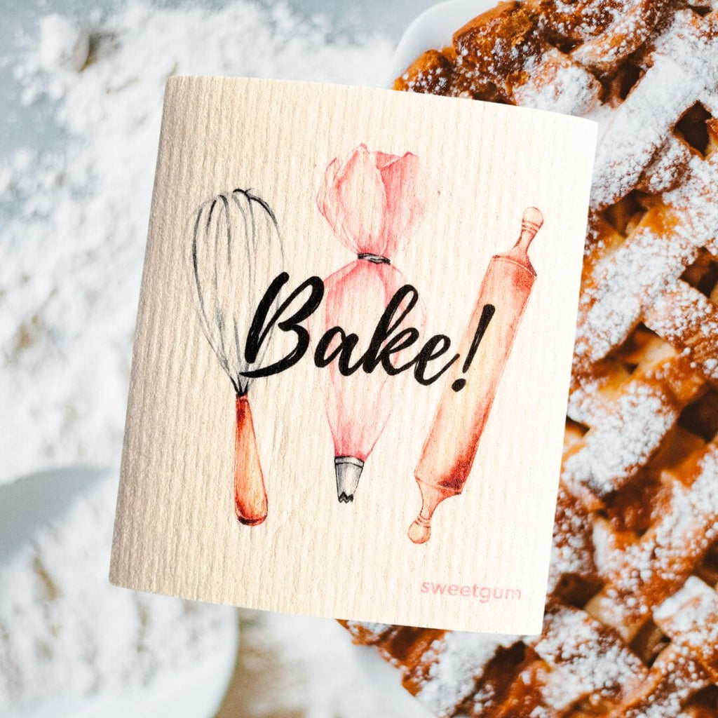 Bake! Swedish Dishcloth | Whisk, Pastry Bag, Rolling Pin (baking tools) Swedish Dishcloths La Vie Bien Bake! Swedish Dishcloth | Whisk, Pastry Bag, Rolling Pin (baking tools)